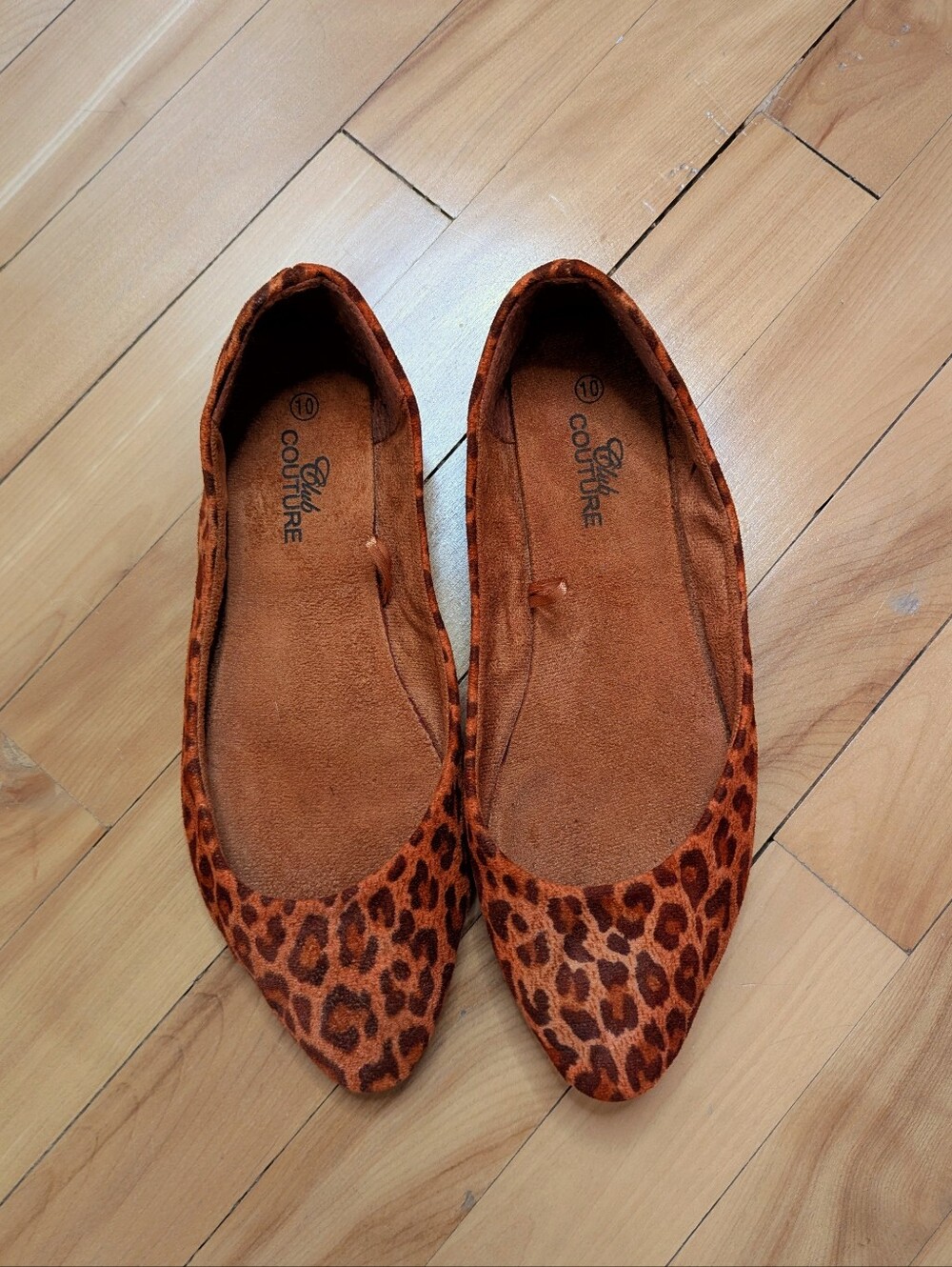 Faux Suede Leopard Print Ballet Flats